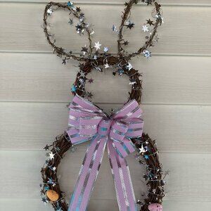 🐰 Pastel Bunny Grapevine Wreath – Easter Door Charm